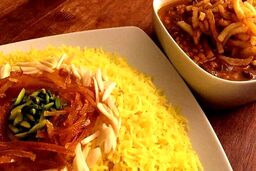 طرز تهیه شکرپلوی شیرازی با خورشت قیمه مجلسی