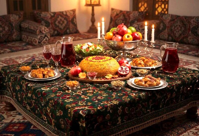 ته‌چین مرغ و انار ؛ قرمزِ اصیل شب چله