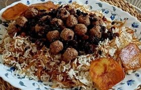 طرز تهیه رشته پلوی مجلسی با گوشت قلقلی مخصوص اعیاد