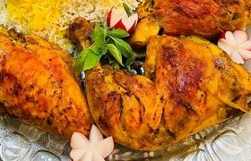 دستور پخت چلو مرغ زعفرانی بدون رب گوجه