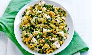 طرز تهیه سالاد سیب زمینی و ذرت با شوید