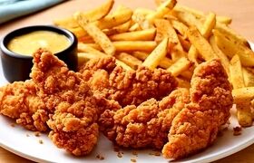 طرز تهیه مرغ سوخاری رستورانی با سس و سیب زمینی سرخ کرده مخصوص