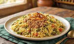  طرز تهیه لوبیاپلو با تن ماهی
