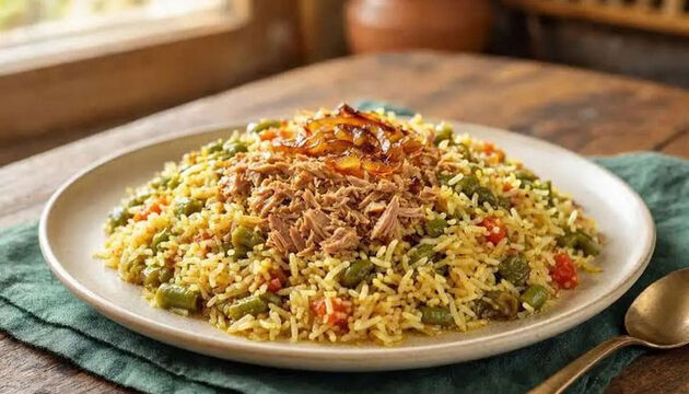  طرز تهیه لوبیاپلو با تن ماهی