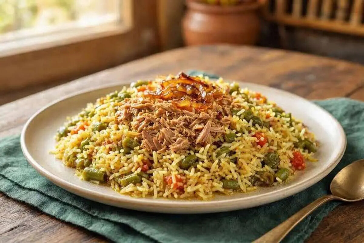  طرز تهیه لوبیاپلو با تن ماهی